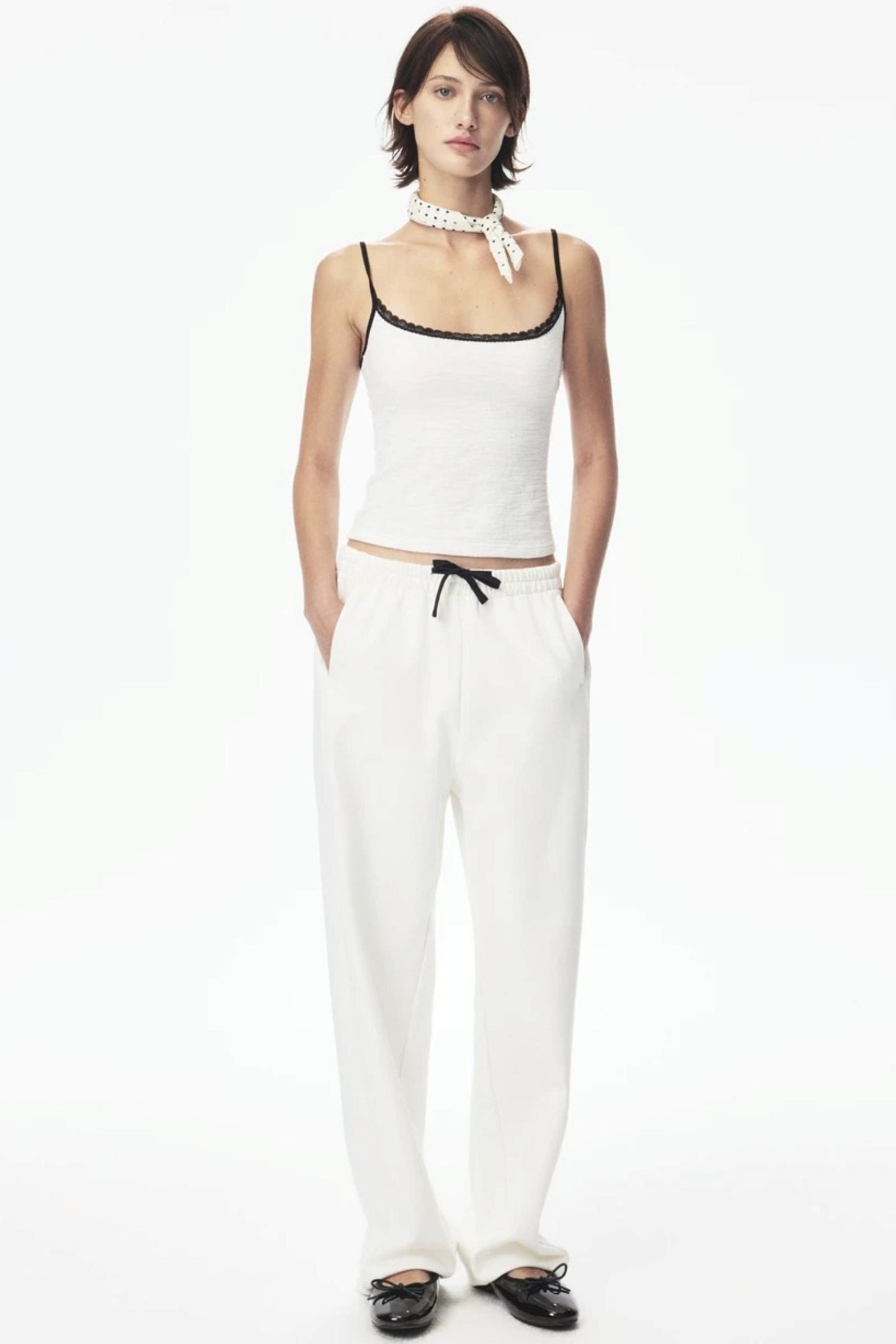 Canotta in pizzo con color-blocking
