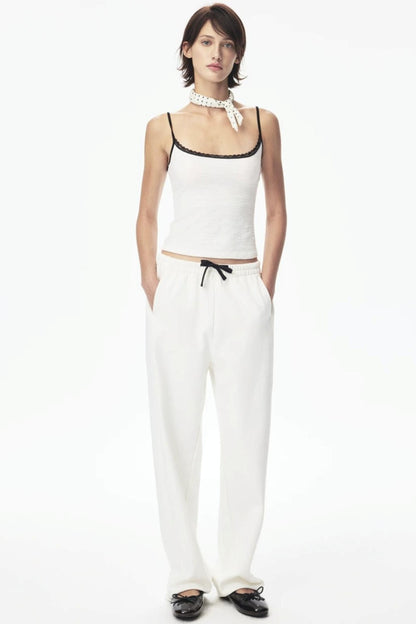 Canotta in pizzo con color-blocking