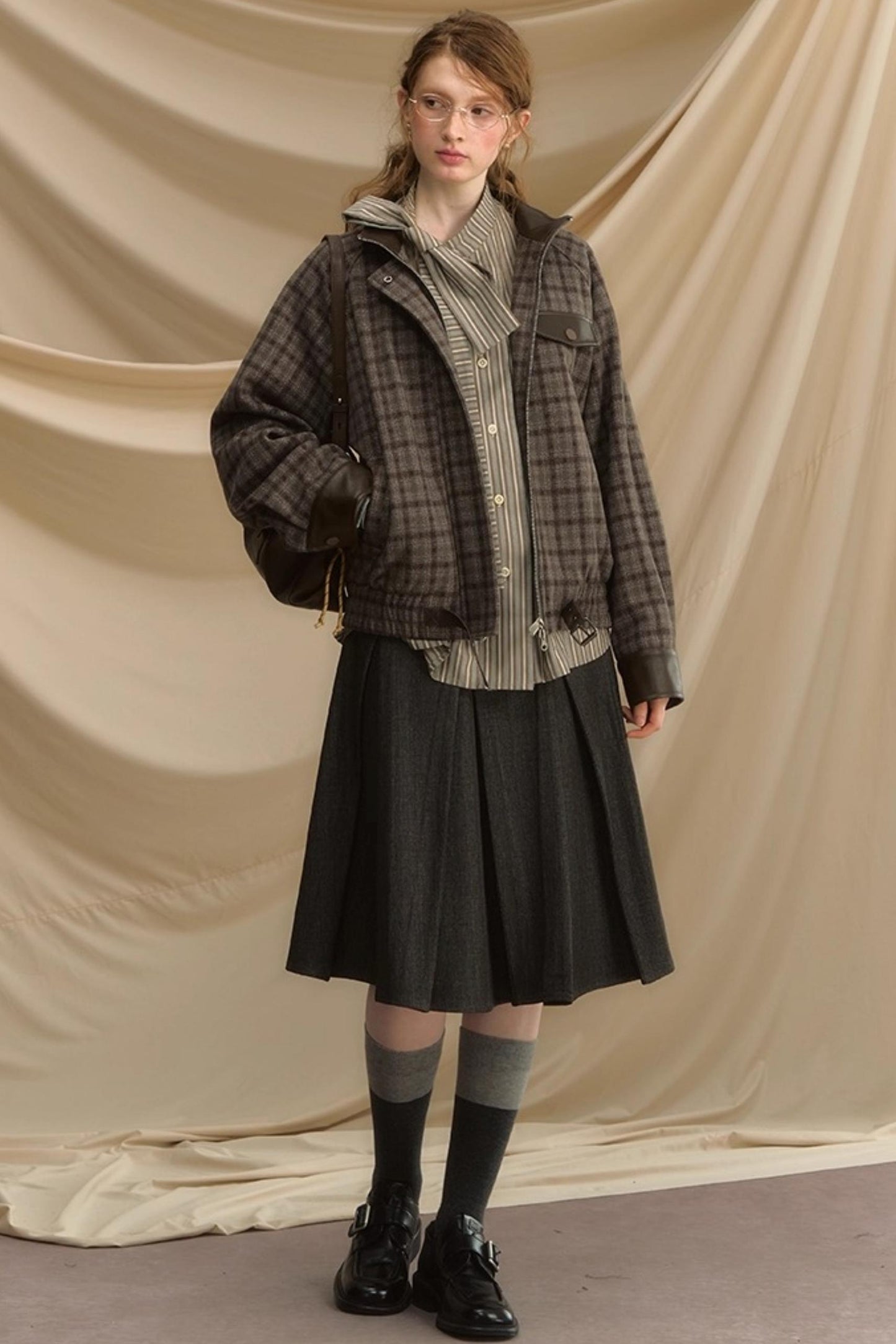 Vintage Bow Strap Striped Shirt