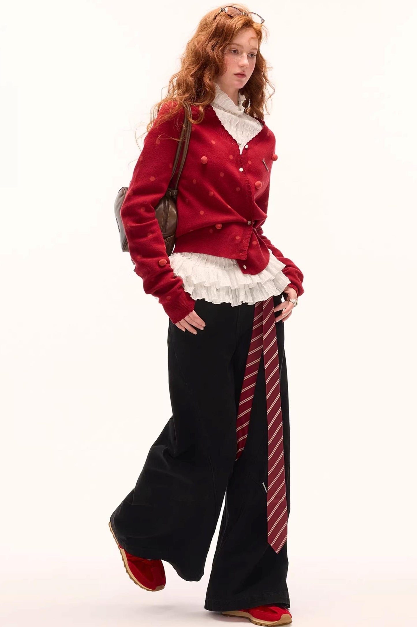 Polka Dot Asymmetrical Cardigan