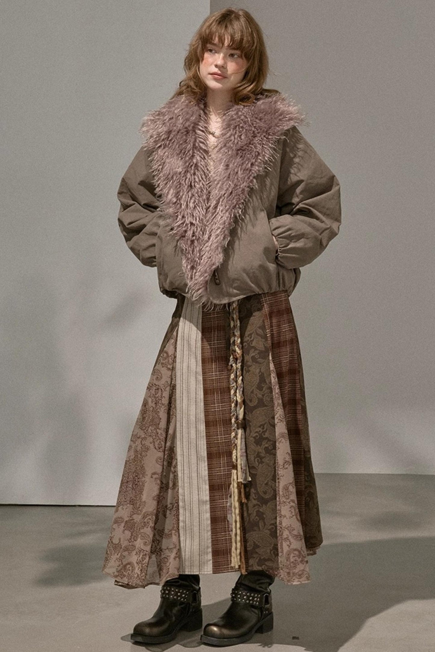 Vintage Floral Deconstructivism Midi Skirt