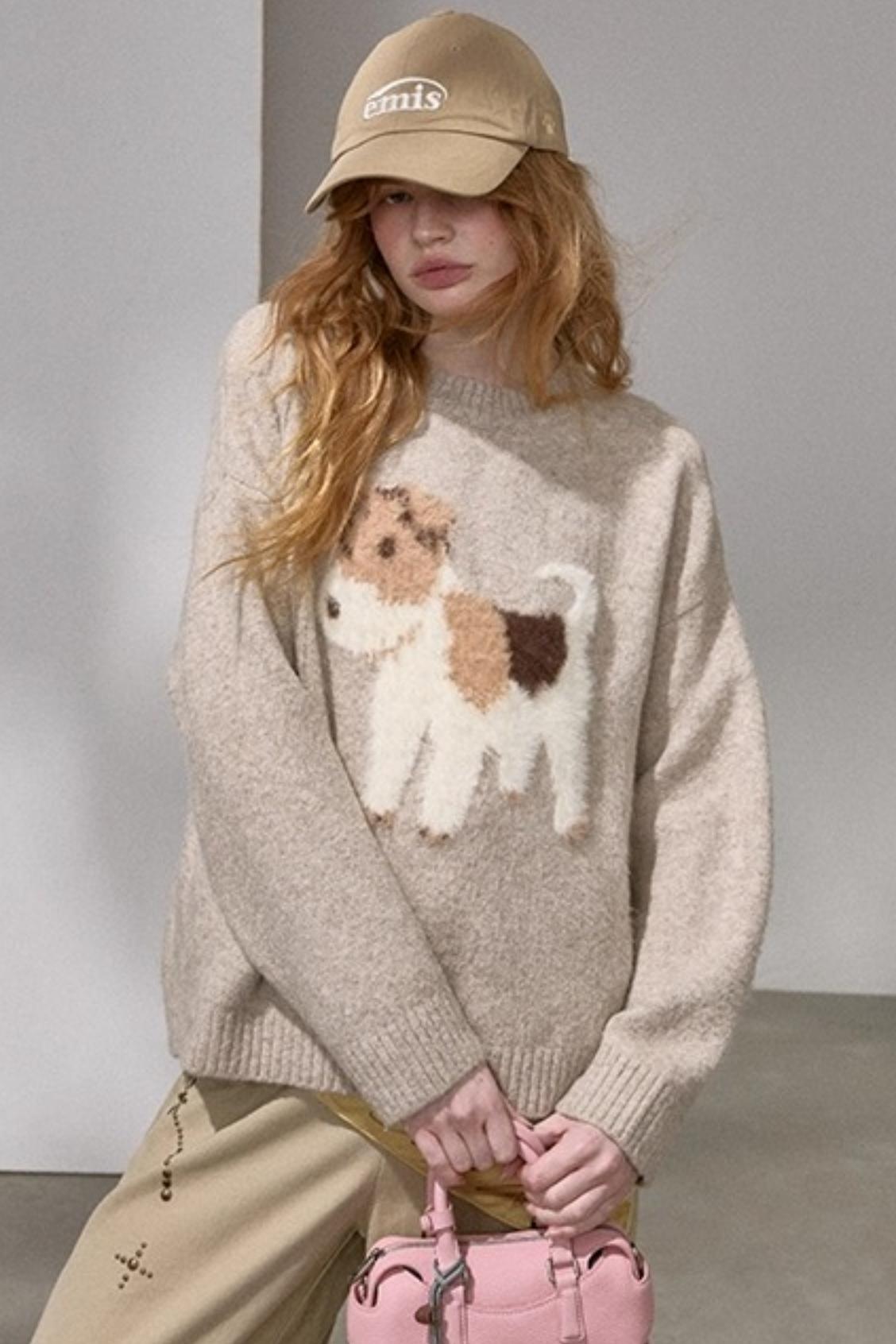 Puppy Jacquard Cloud Sweater