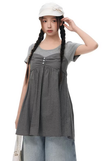 Fake Two-Piece Cotton Top