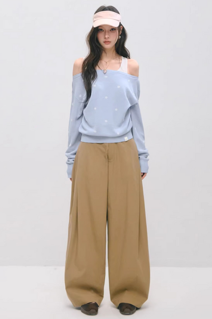 더블 웨이스트 밴드 플리츠 바지