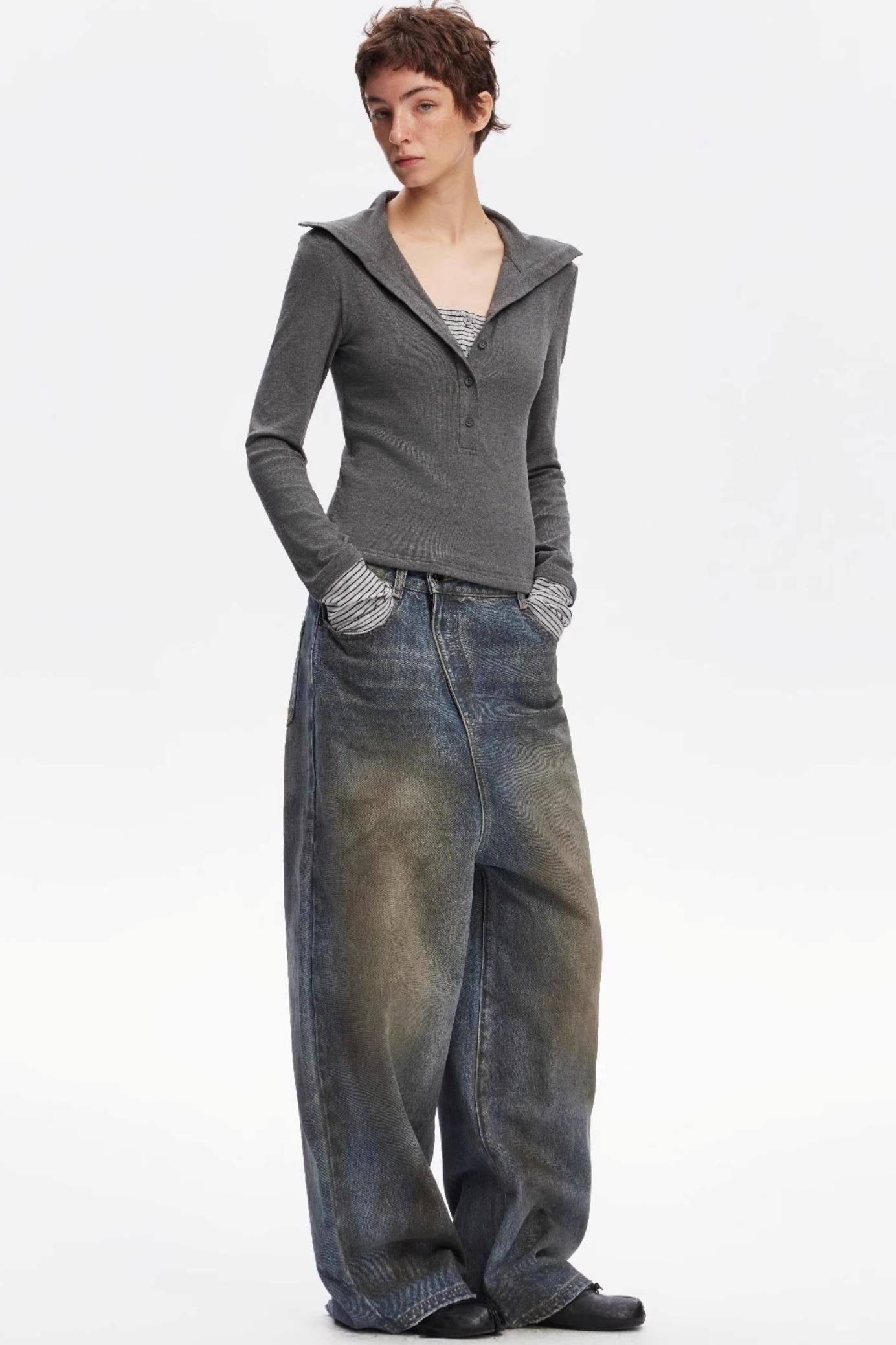 Vintage Yellow Distressed Jeans