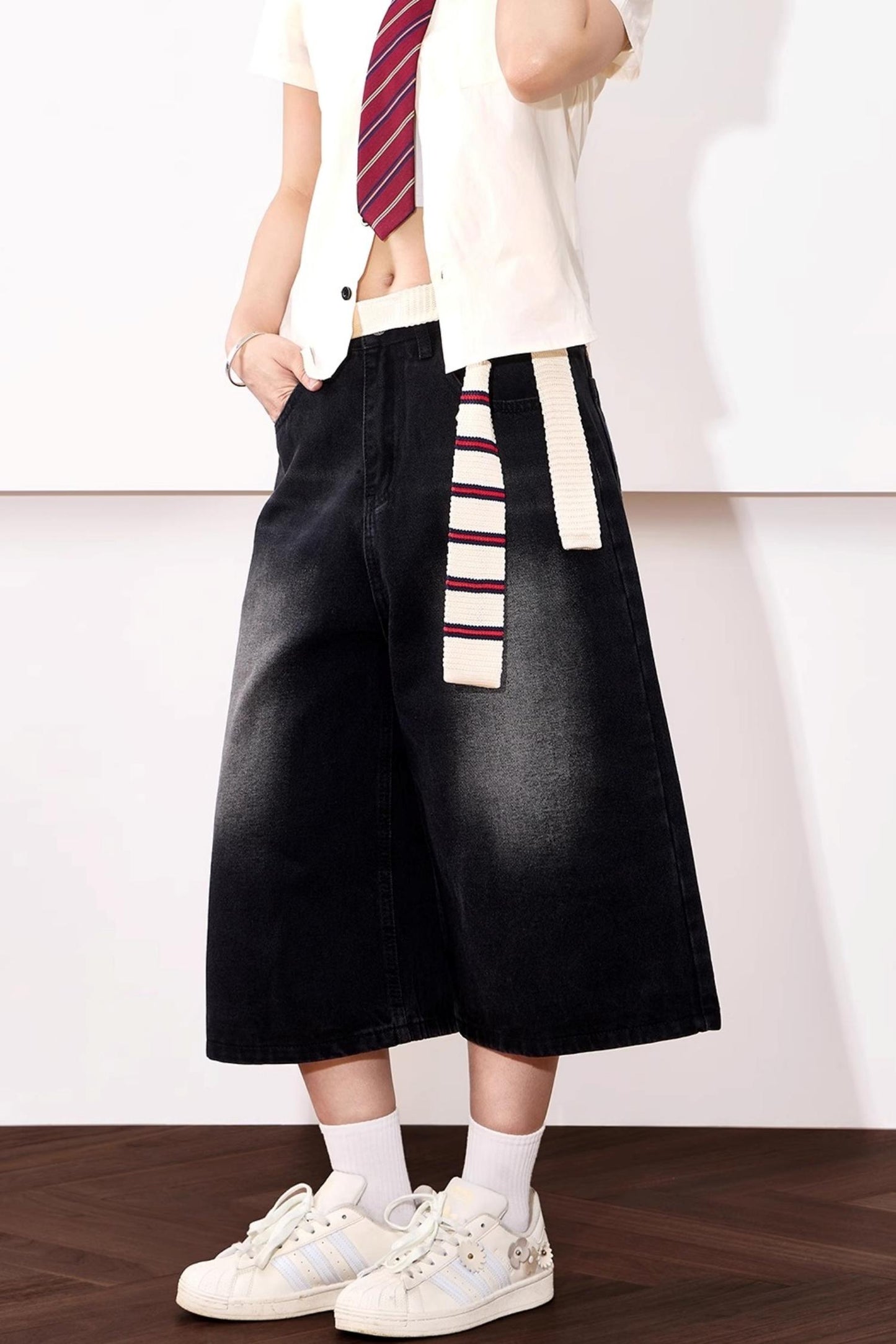 High-Waisted Denim Shorts