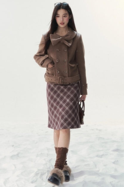 Vintage Plaid Midi Skirt