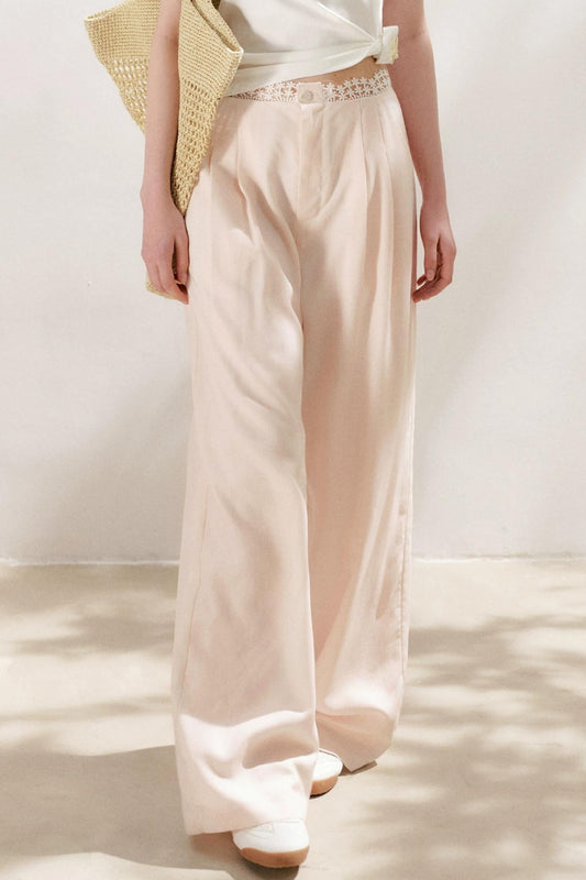 Pantalón de encaje de lino y Tencel
