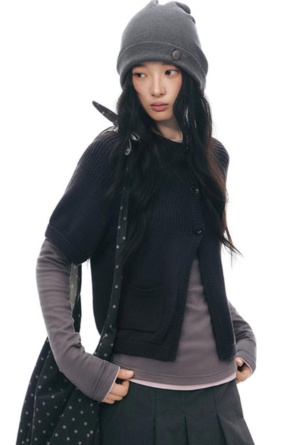 Vintage-Strickjacke mit mittellangen Ärmeln