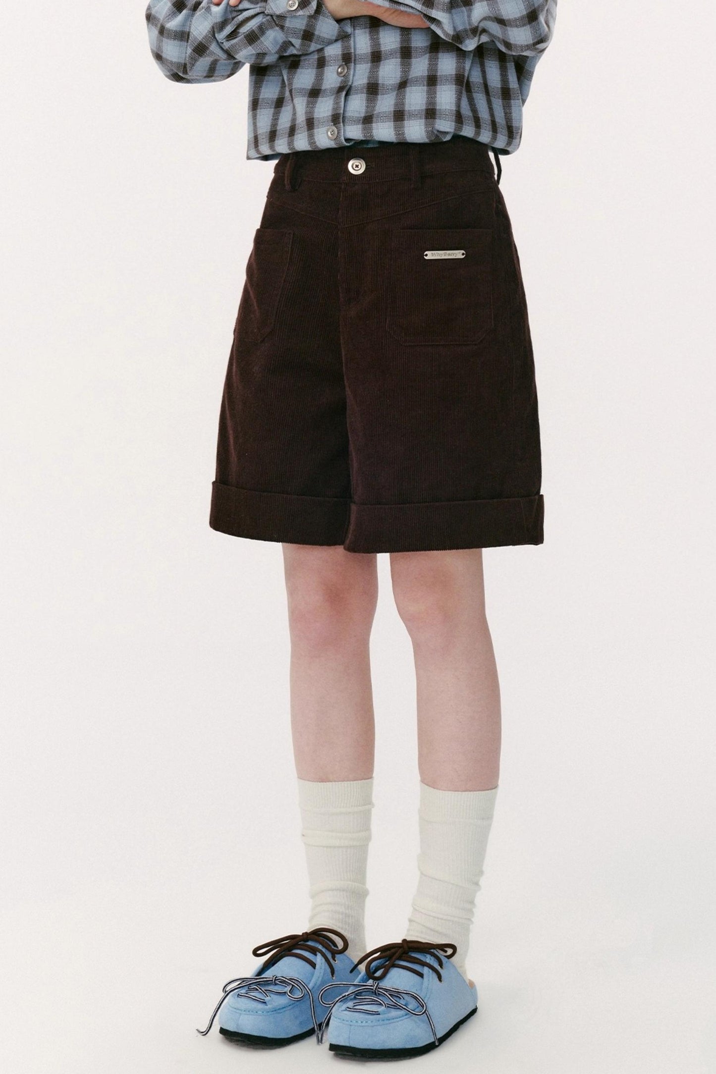 Preppy Casual Corduroy Shorts