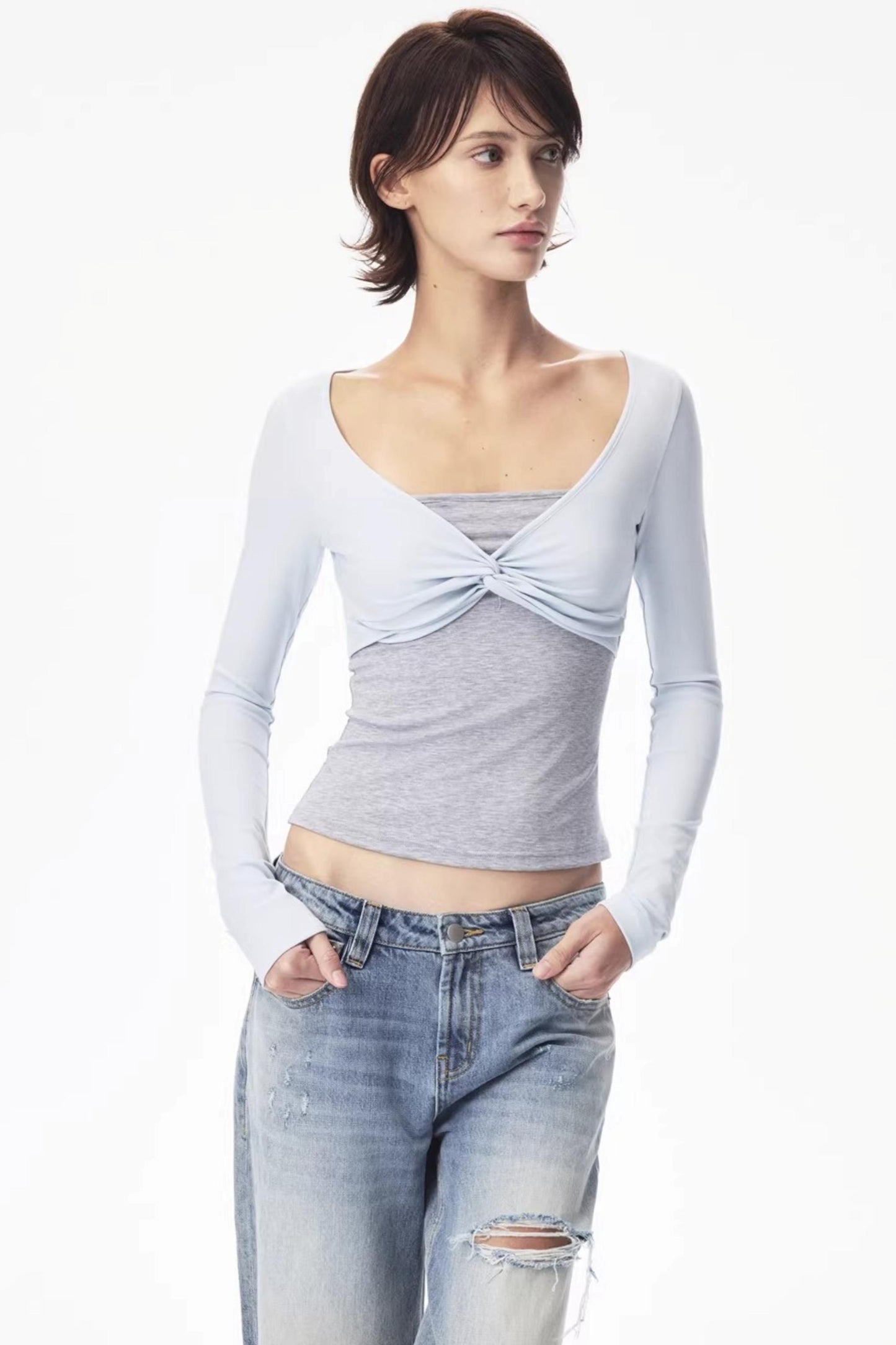 Color-Blocked Knot Design Top