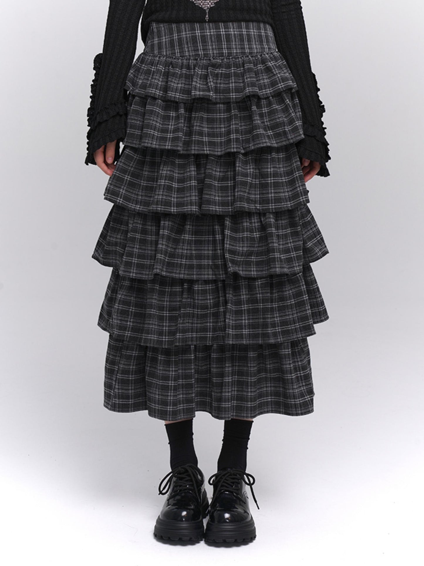 Long Artistic Plaid Skirt