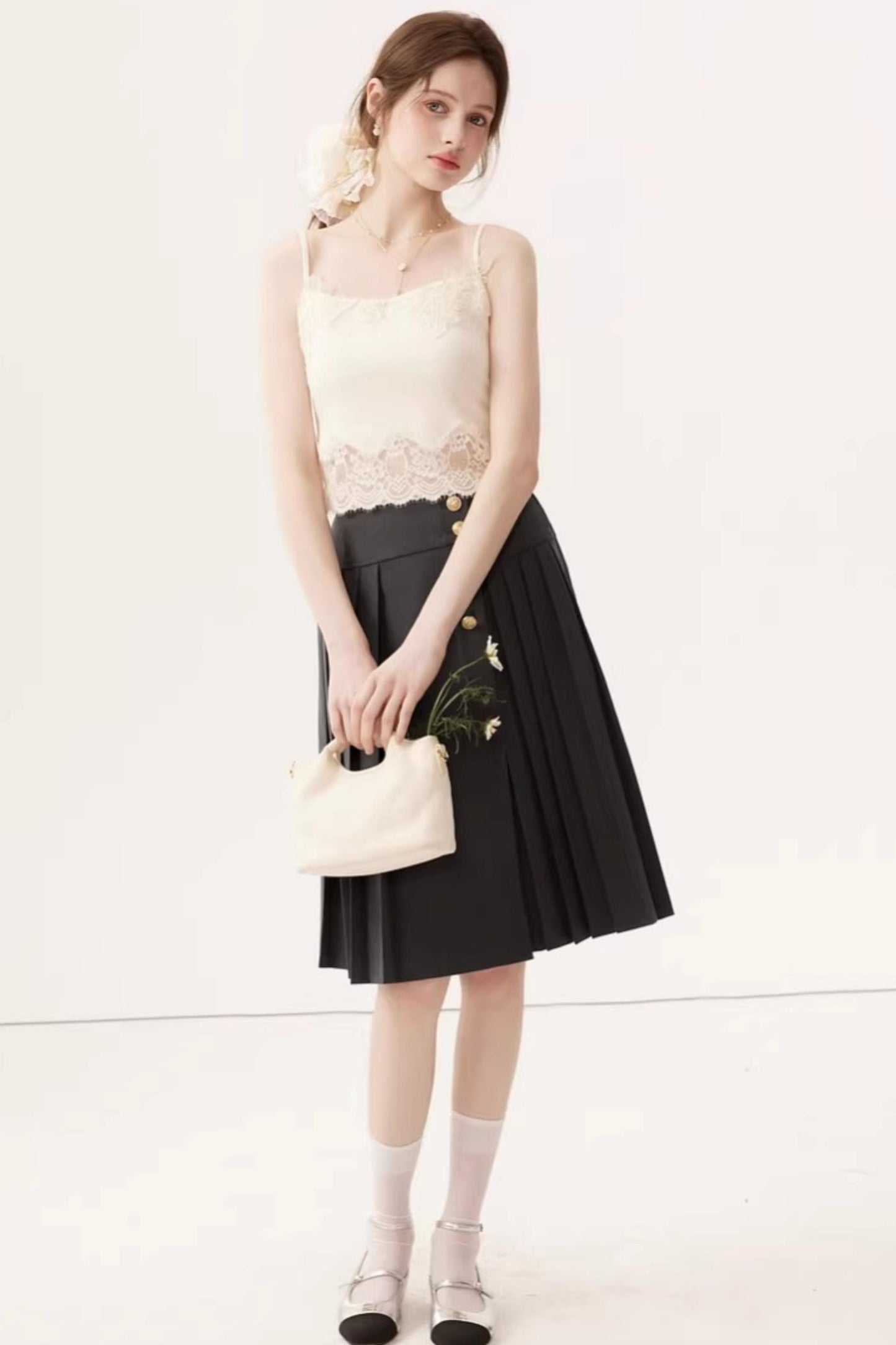 Lace Patchwork Camisole Cardigan Set