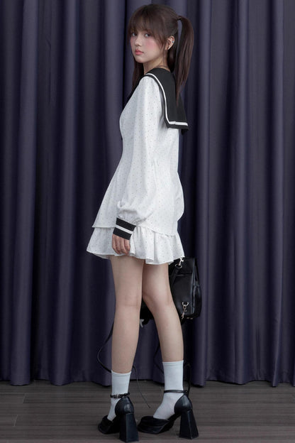 Polka Dot Sailor Neck Dress