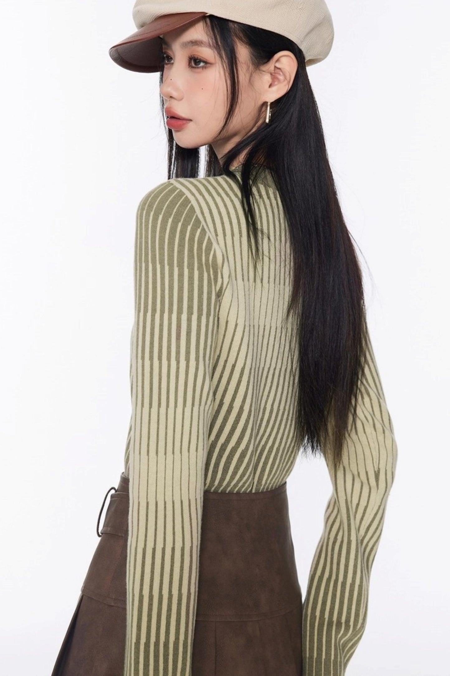 Stripe Slimming Knit Top