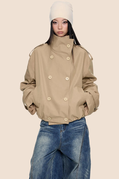 Double-Breasted Retro Trench Coat
