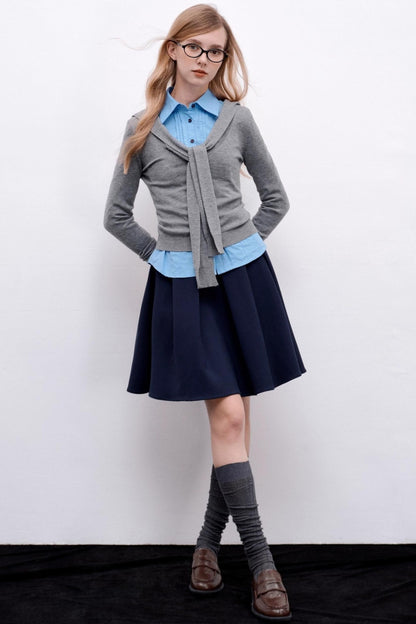 Casual Navy Collar Pullover Sweater