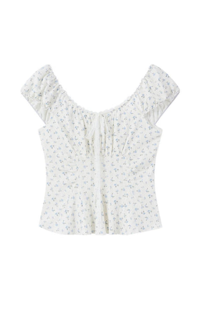 Floral Knit Bubble Sleeve Blouse