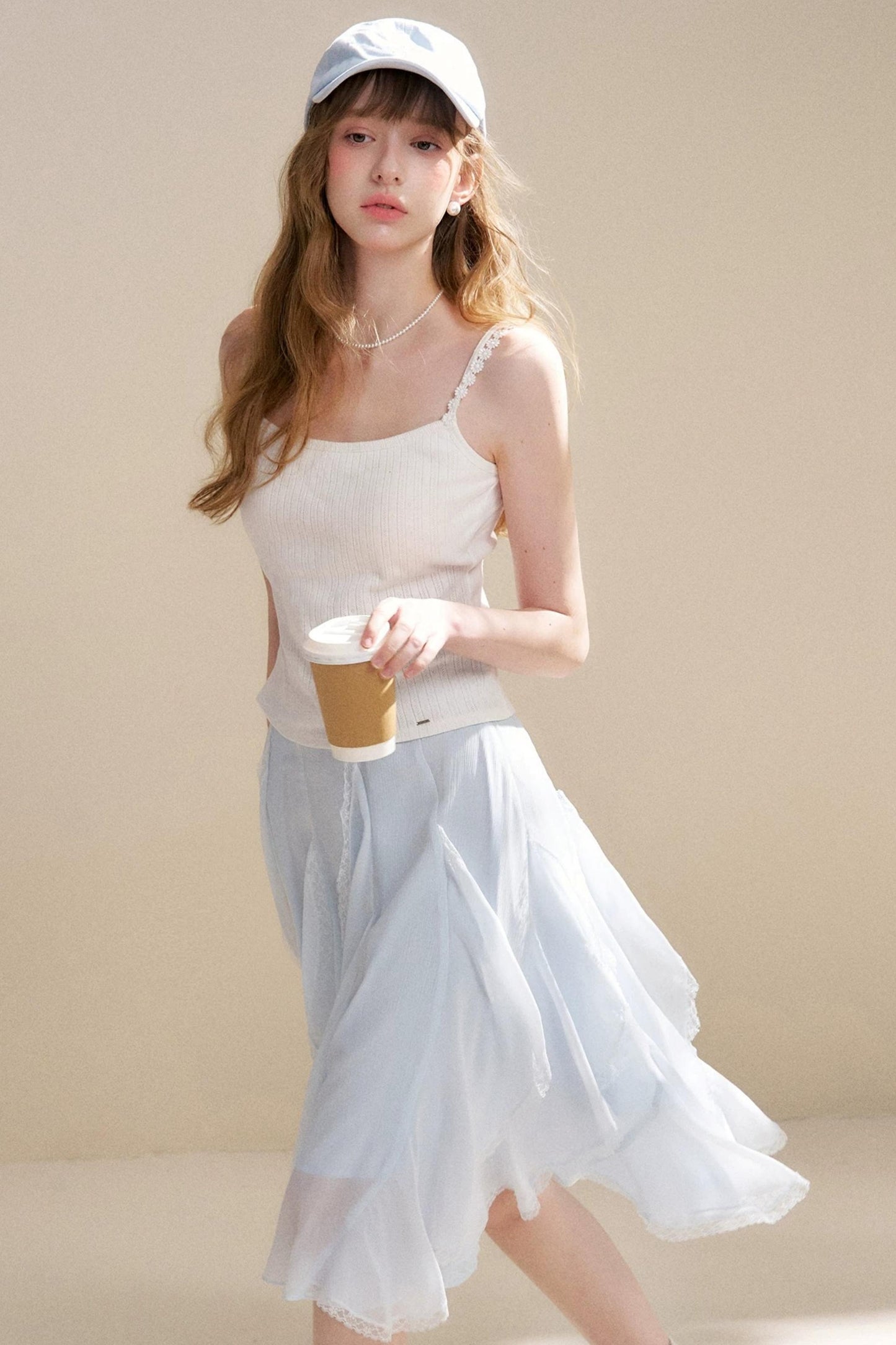 Irregular Ruffle Lace Skirt