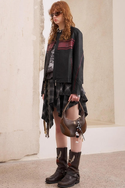 Luxury Rose Embroidered Leather Jacket