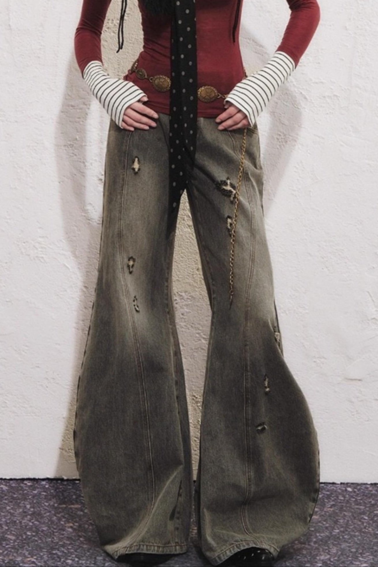 Split Sickle Pocket Heavy Jeans