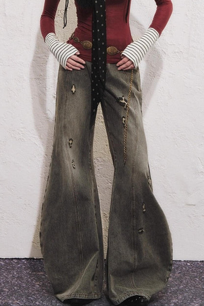 Split Sickle Pocket Heavy Jeans