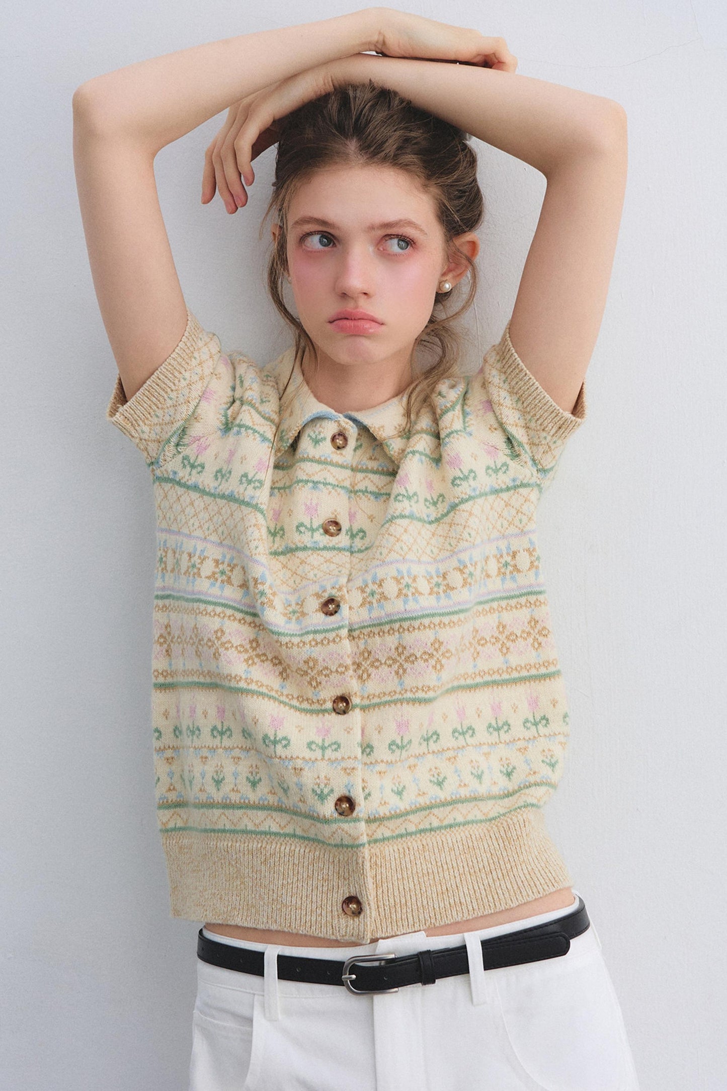 Wool Blend Fair Isle Top