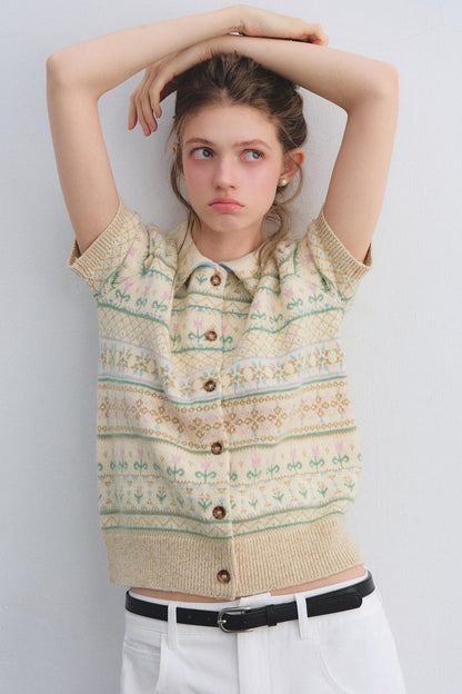 Wool Blend Fair Isle Top