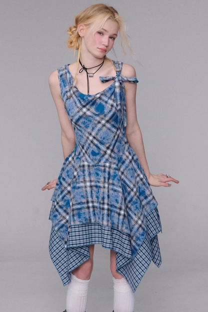 Sea Mist Blue Plaid Dress