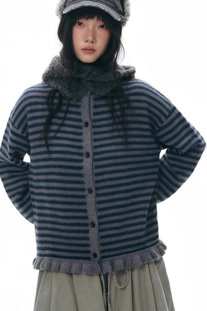 Vintage Striped Sweater Cardigan