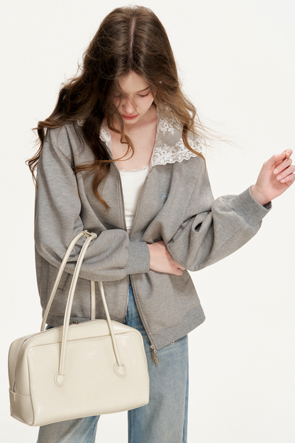 Lace Patchwork Hooded Jacket