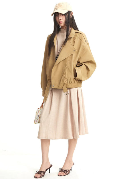 Retro Khaki Leather Jacket