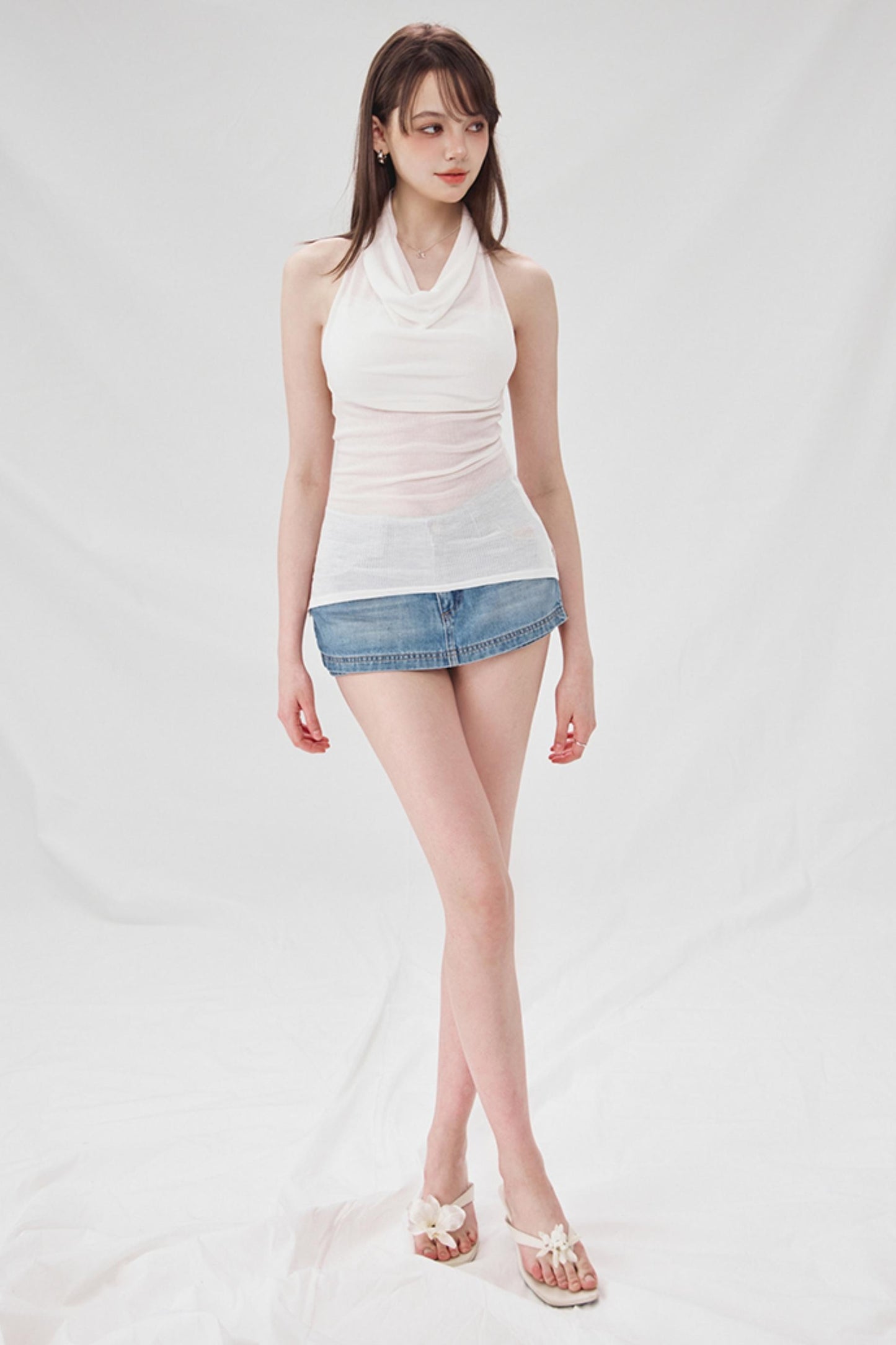 High-Waisted Denim A-Line Skirt