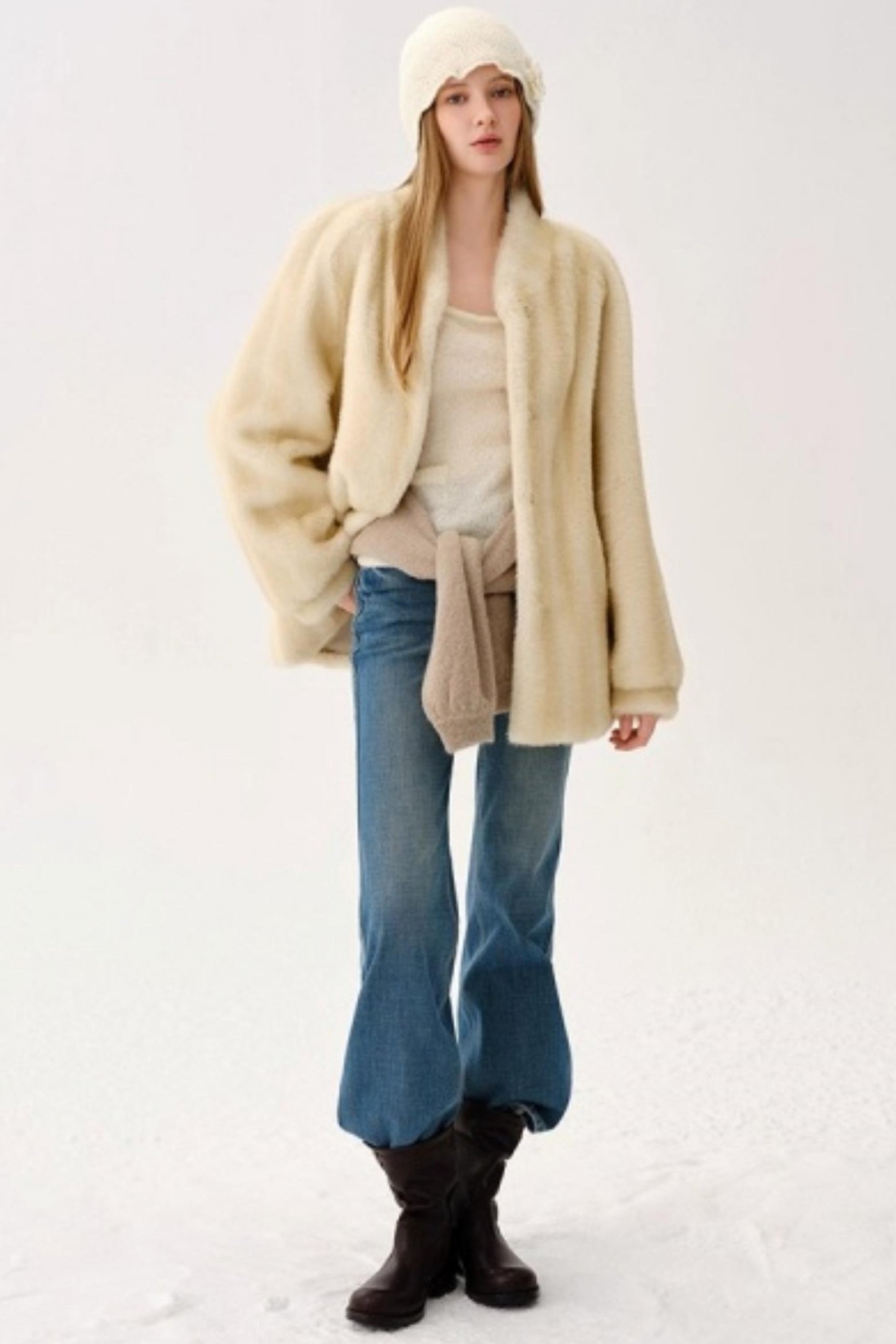 Retro Wool Blended Cardigan Set-Up