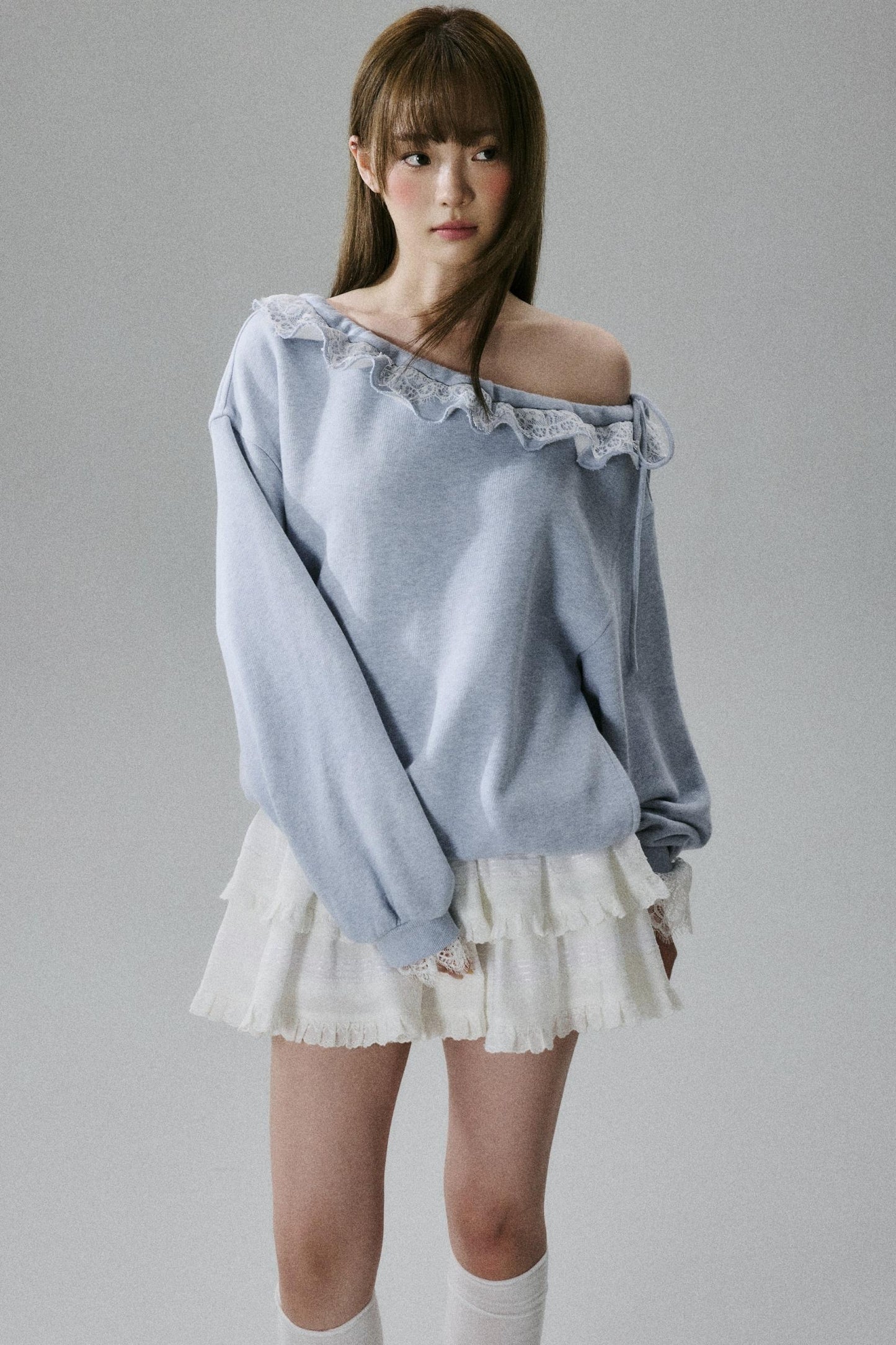 Lace-Trimmed Sweatshirt