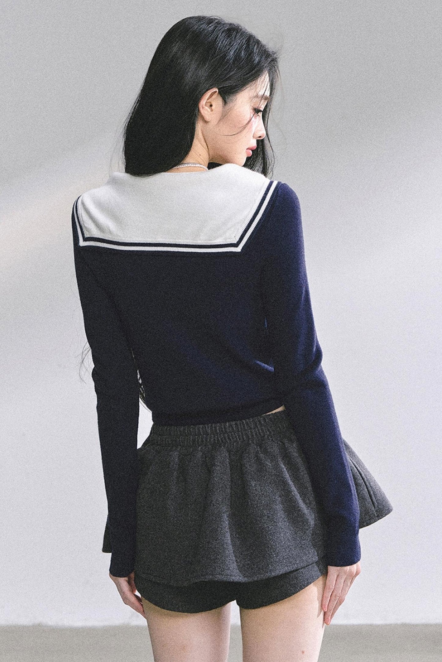 Slimming Navy Knitted Top