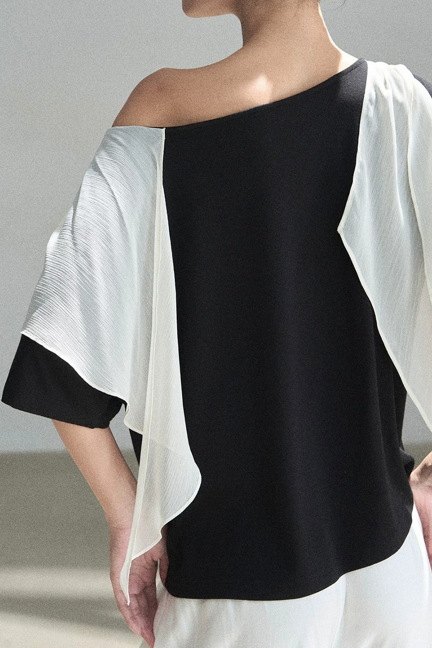 Black and White Off-Shoulder Top