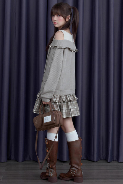 Patchwork Brown Plaid Dress