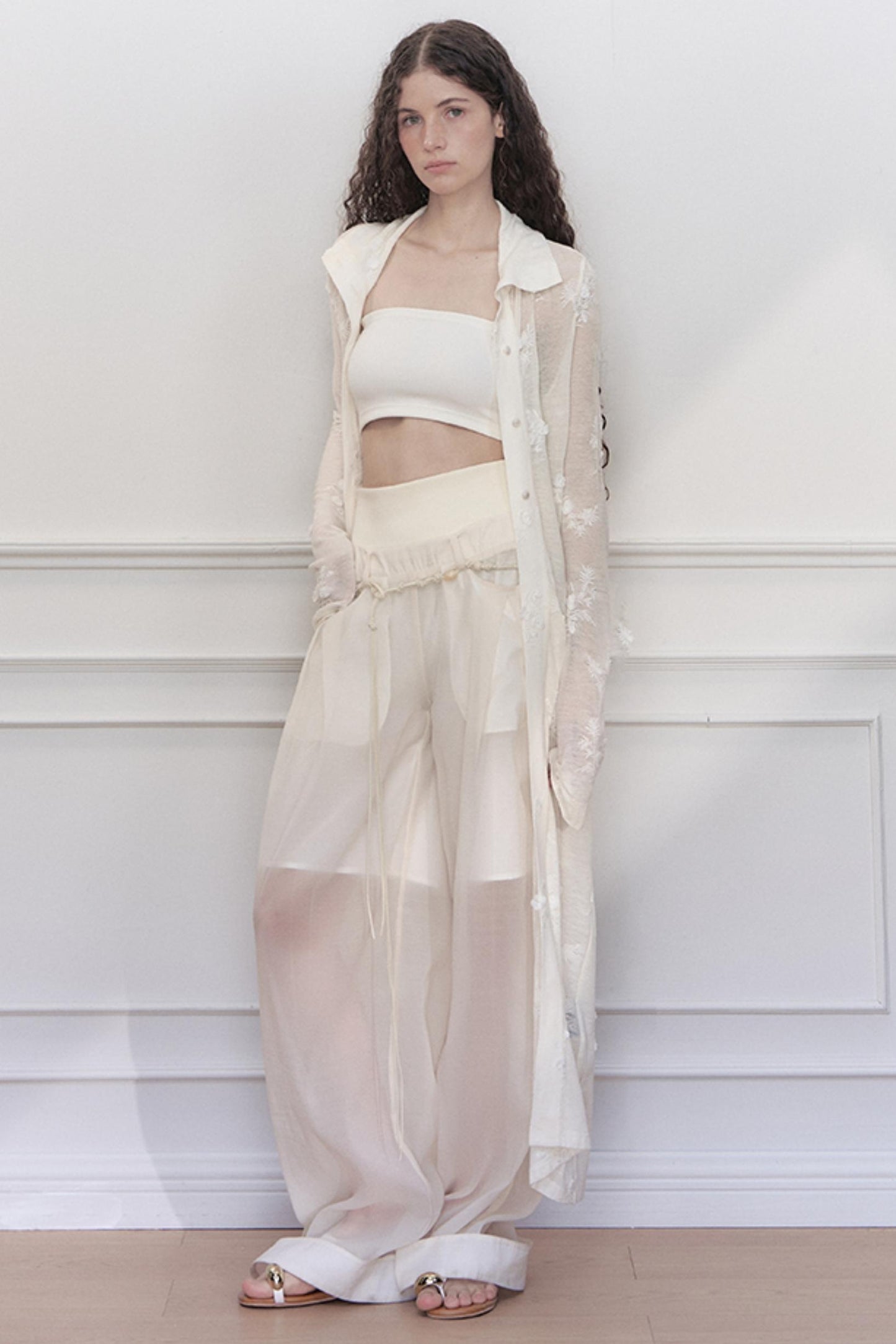 Handmade Beaded Wide Leg Pants