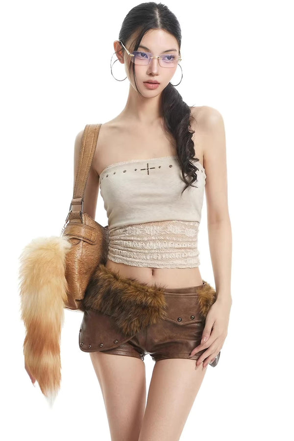 Lace Hollow Camisole Top Set