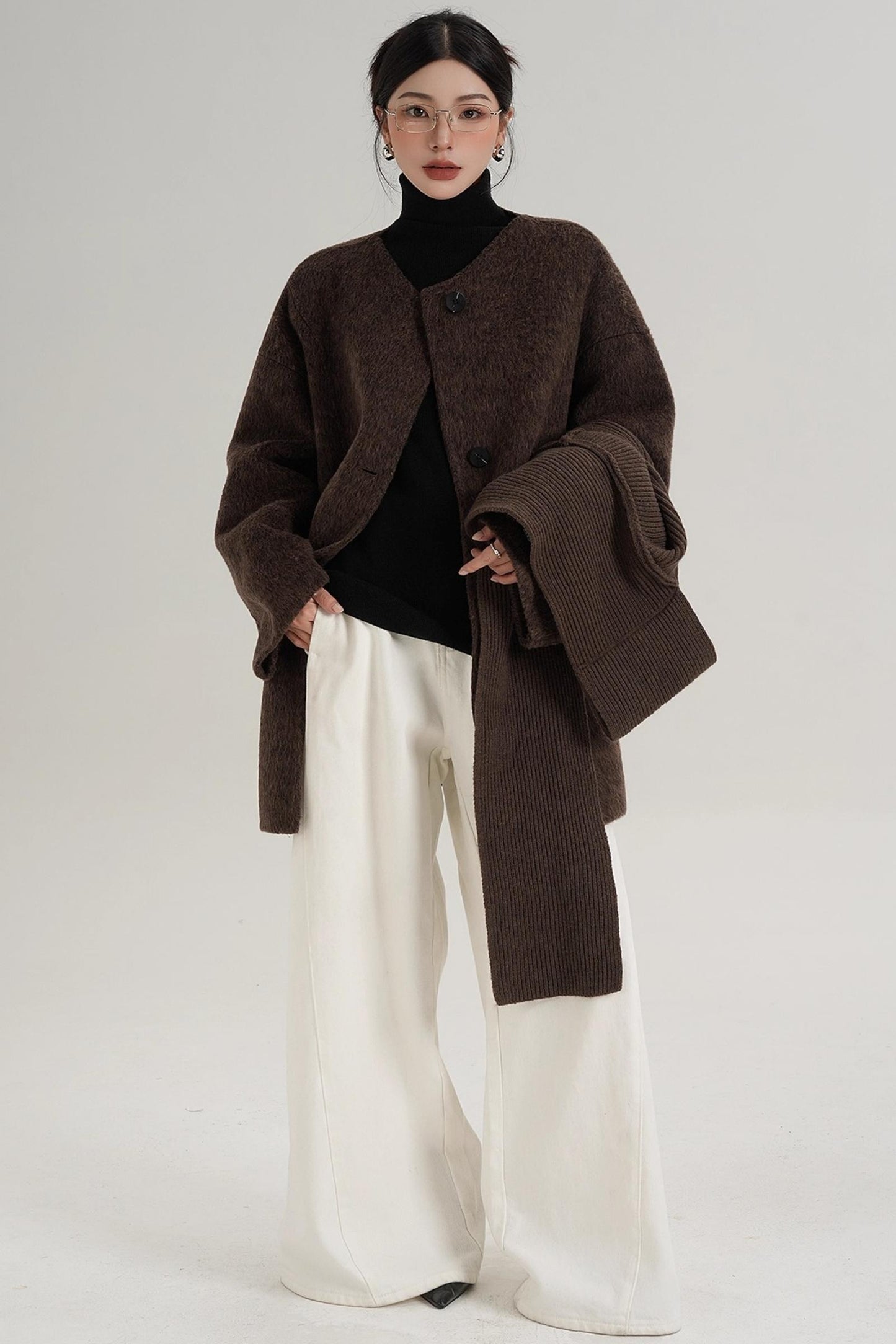 Elegant Chestnut Wool Coat