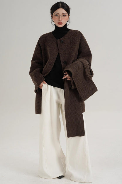 Elegant Chestnut Wool Coat