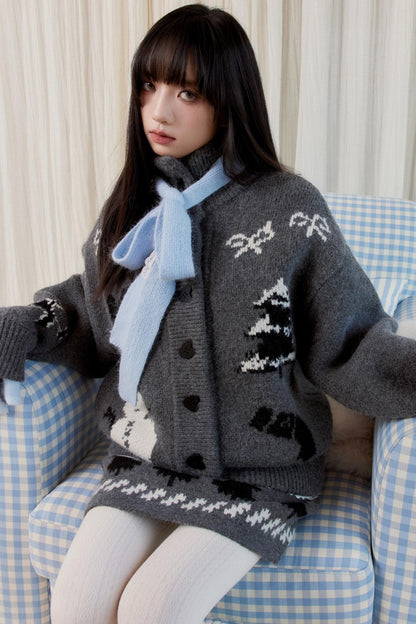 [10 31new] fragile shop winter snow hibernation memories Fair Island slouchy sweater autumn and winter knit set