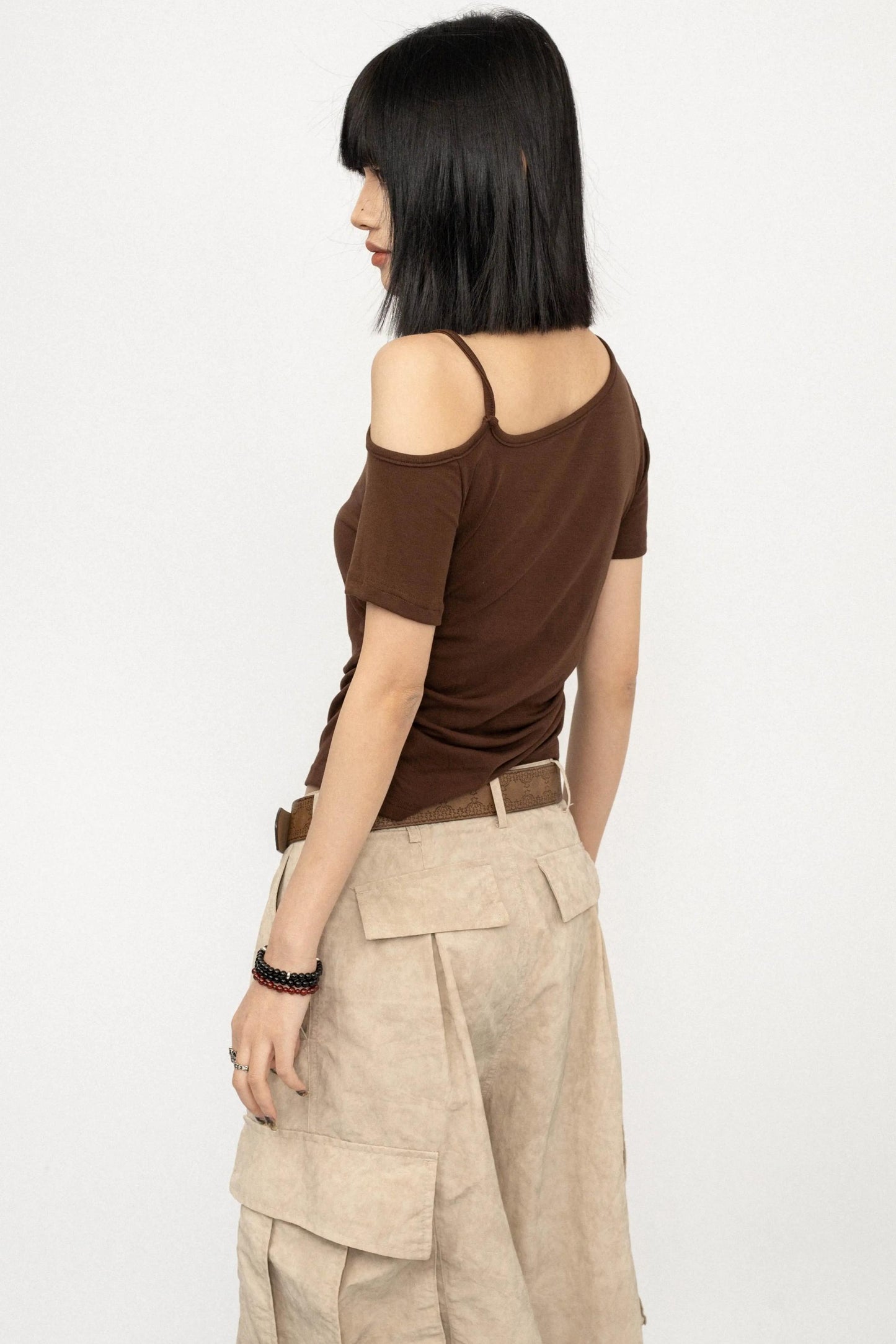 Black Off-Shoulder Slim Top