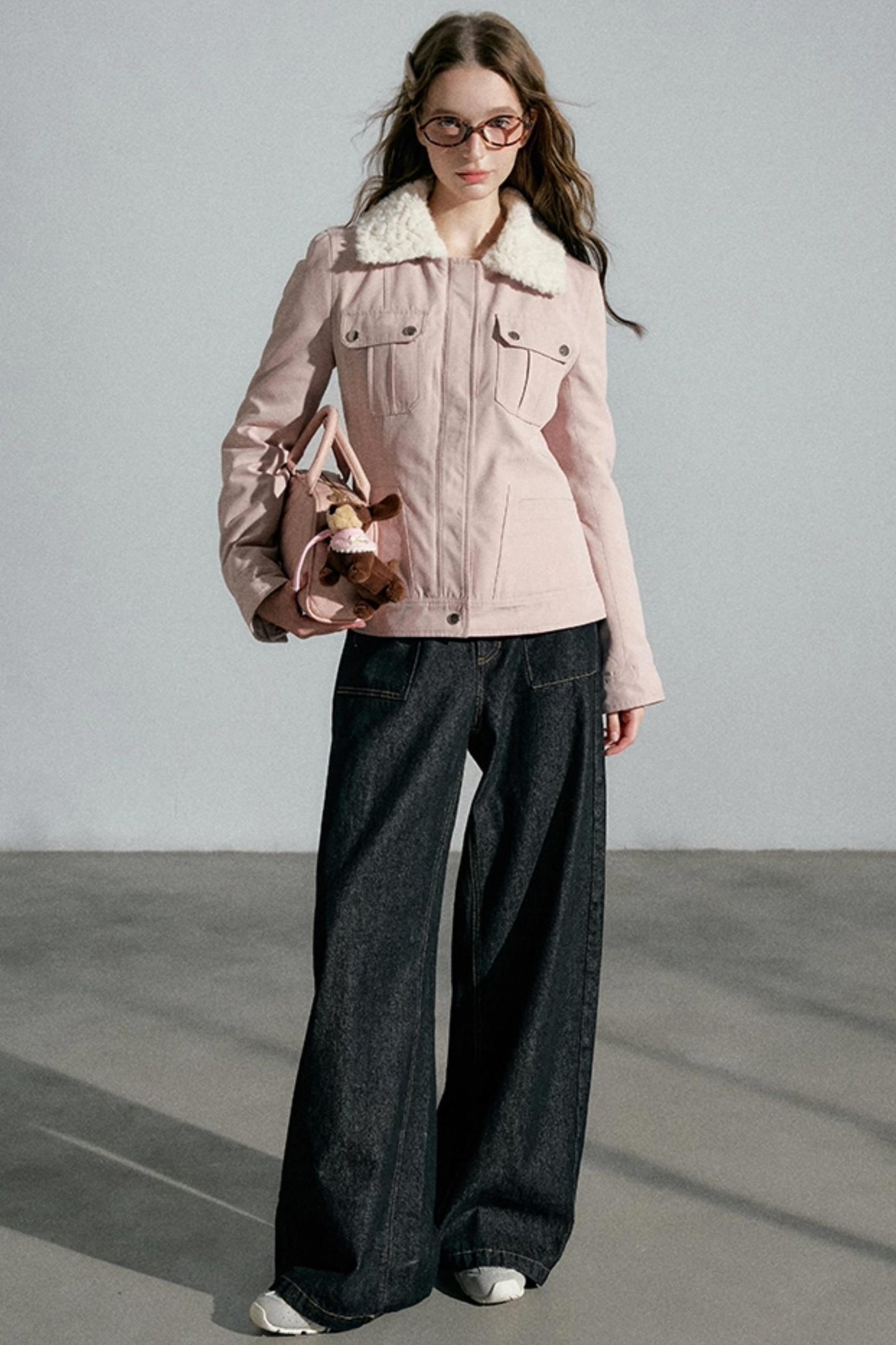 Lapel Pink Cotton Jacket