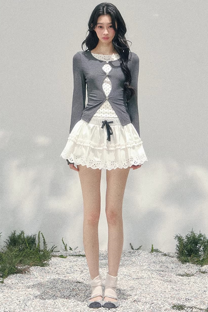 Spring White Half-Skirt