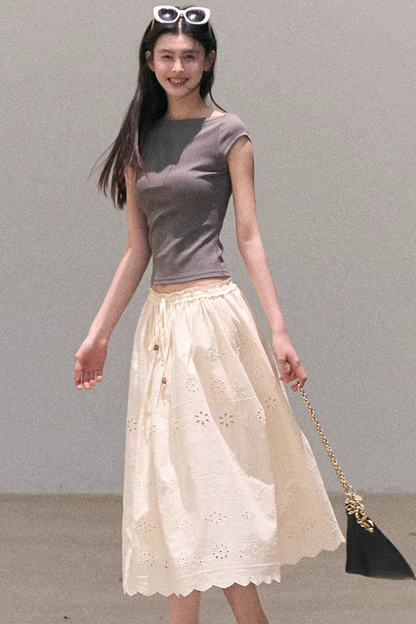 Pure Cotton Embroidered Skirt