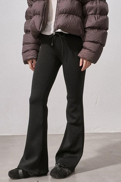 Black Micro-Stretch Flared Pants