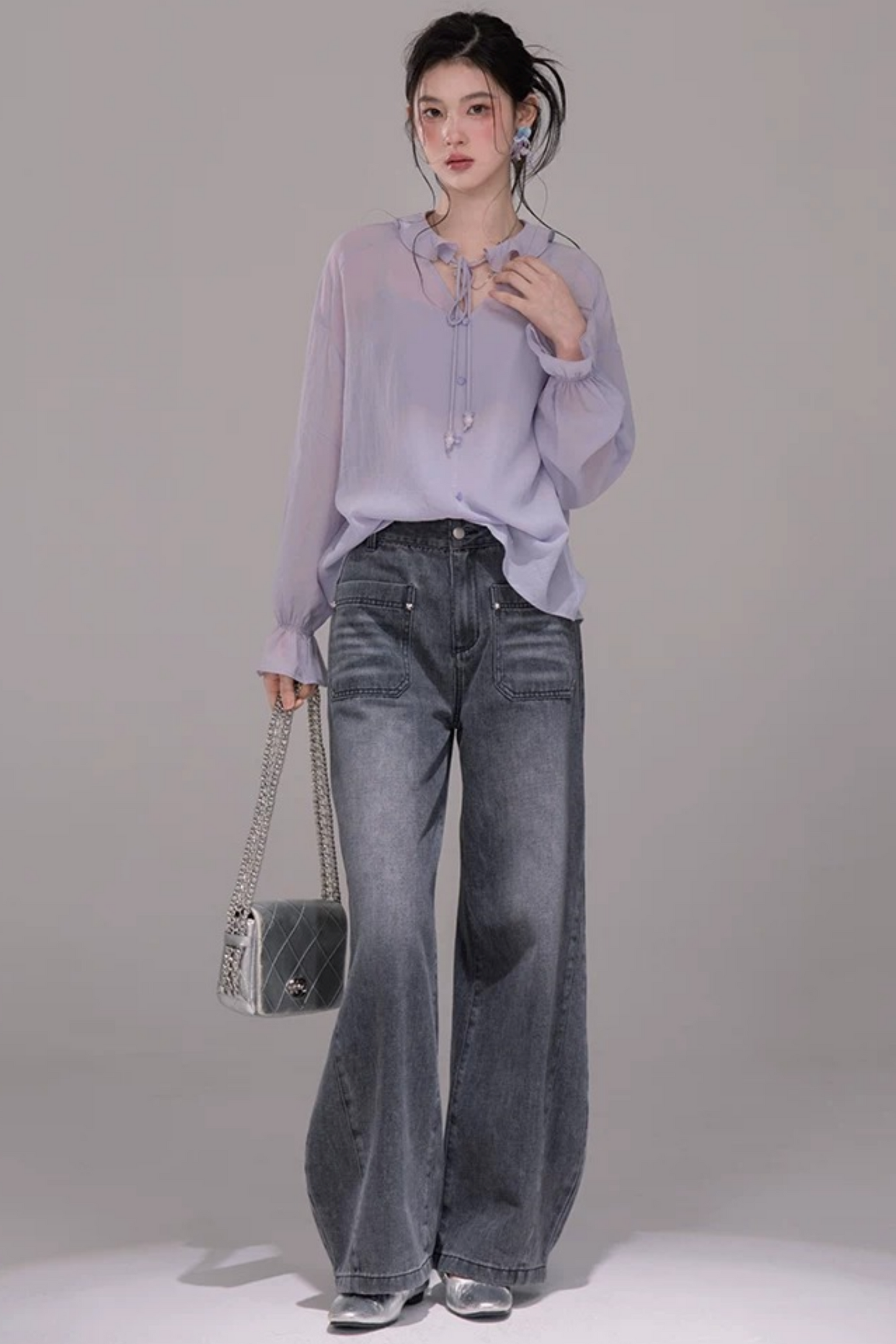Conjunto de blusa púrpura oscuro de acetato