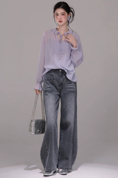 Conjunto de blusa púrpura oscuro de acetato